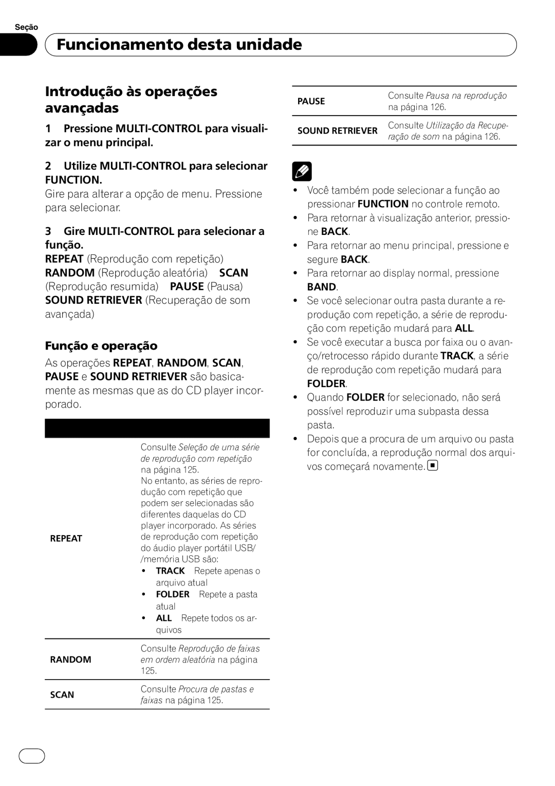 Pioneer DEH-P4050UB operation manual Função e operação 