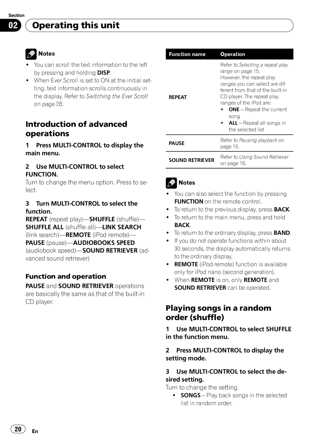 Pioneer DEH-P4050UB operation manual Playing songs in a random order shuffle 