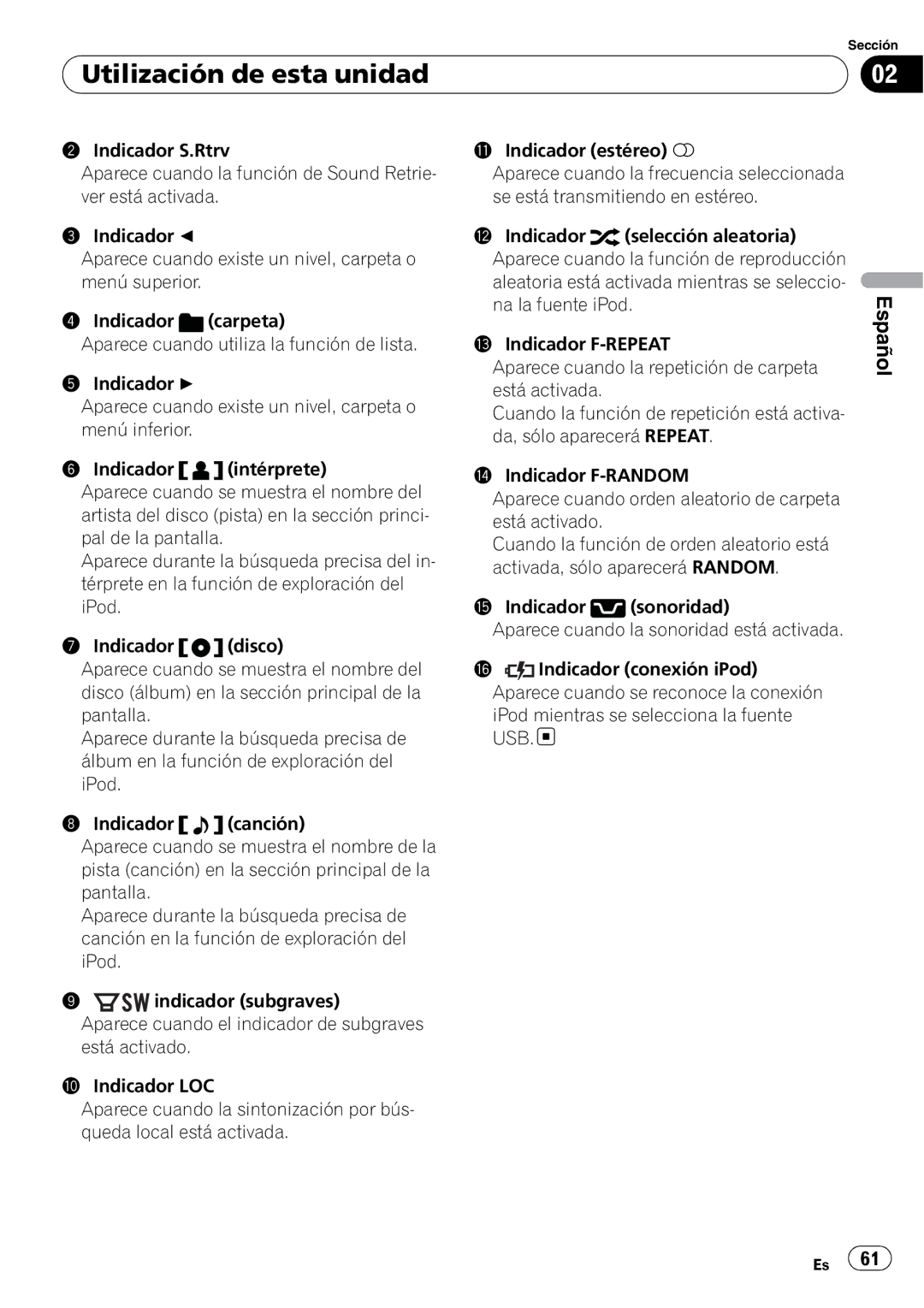 Pioneer DEH-P4050UB operation manual Utilización de esta unidad 