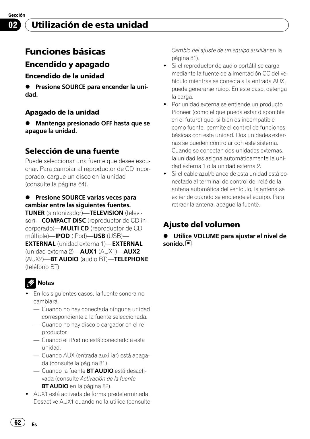 Pioneer DEH-P4050UB Utilización de esta unidad Funciones básicas, Encendido y apagado, Selección de una fuente 