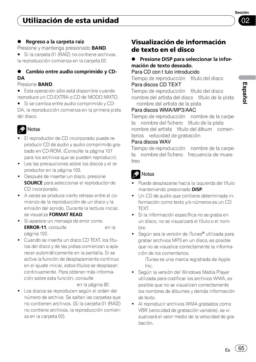 Pioneer DEH-P4050UB operation manual Visualización de información de texto en el disco 