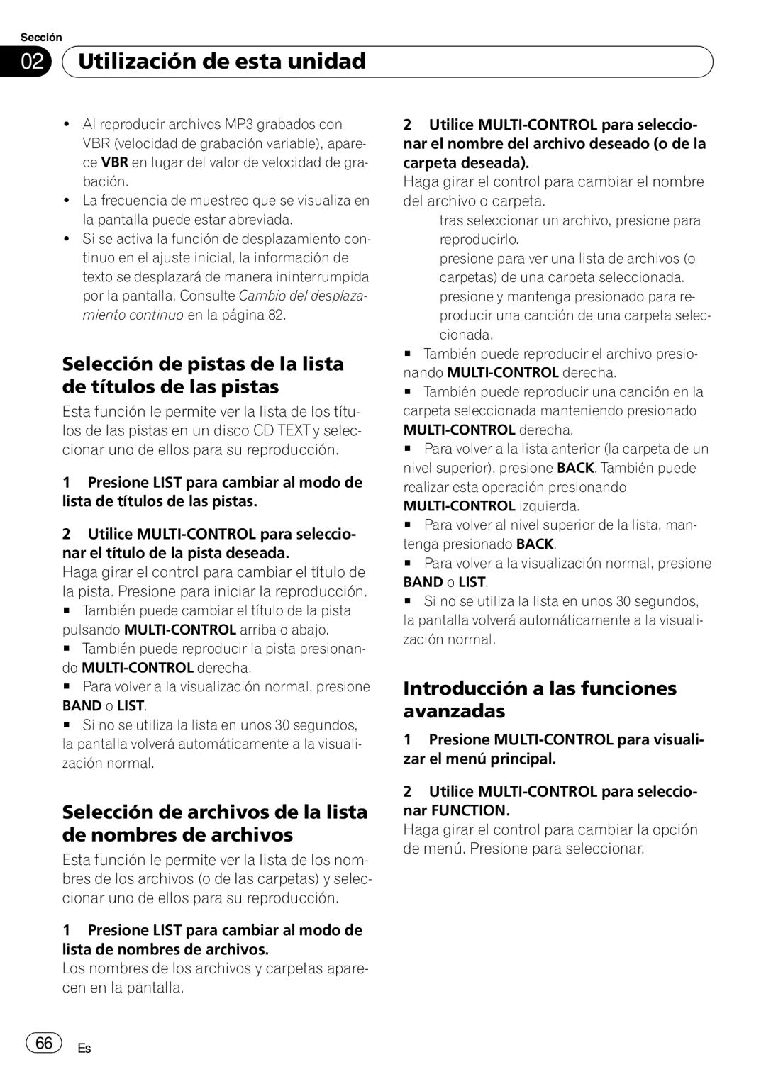 Pioneer DEH-P4050UB operation manual Selección de pistas de la lista de títulos de las pistas 