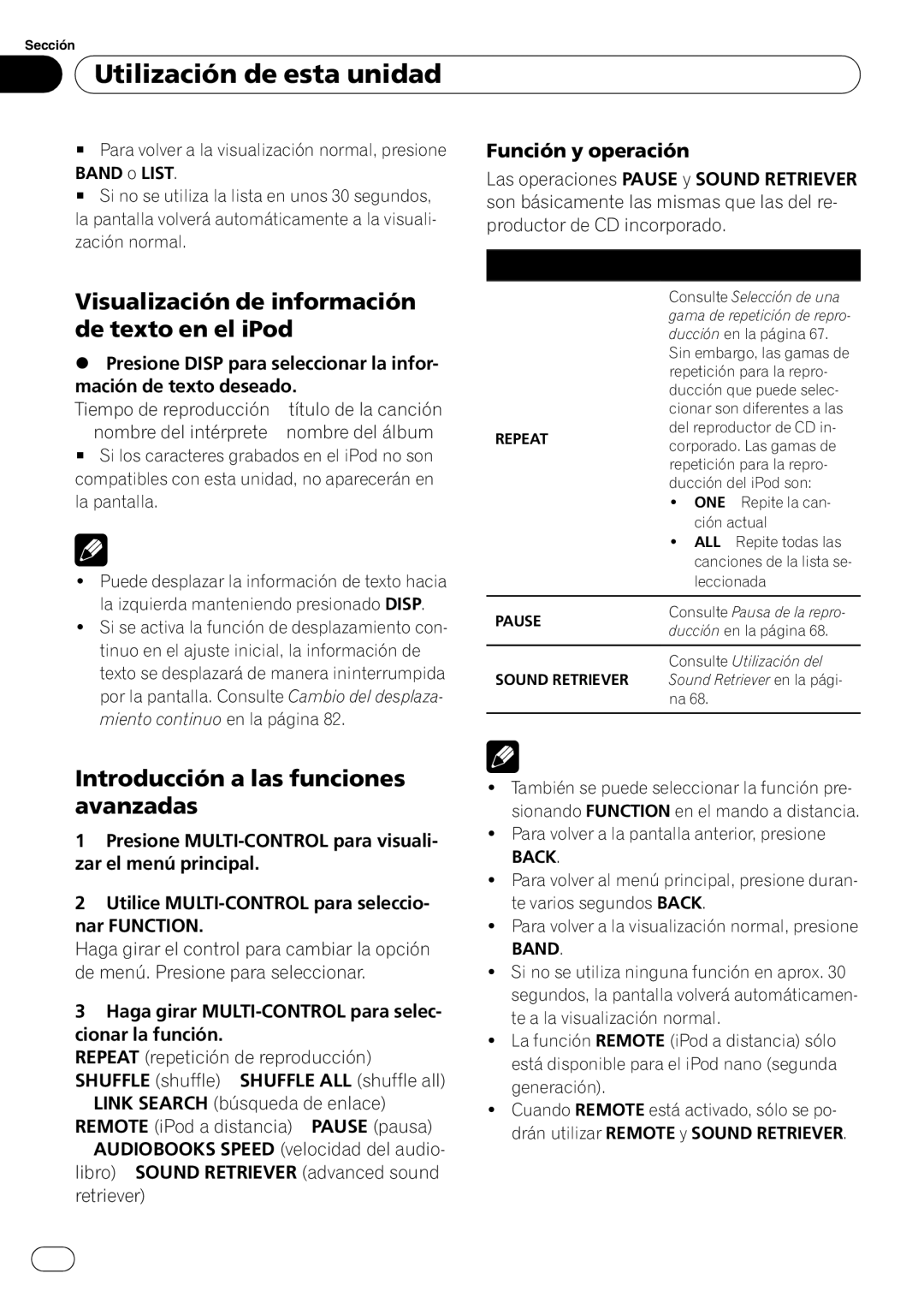 Pioneer DEH-P4050UB operation manual Visualización de información de texto en el iPod 