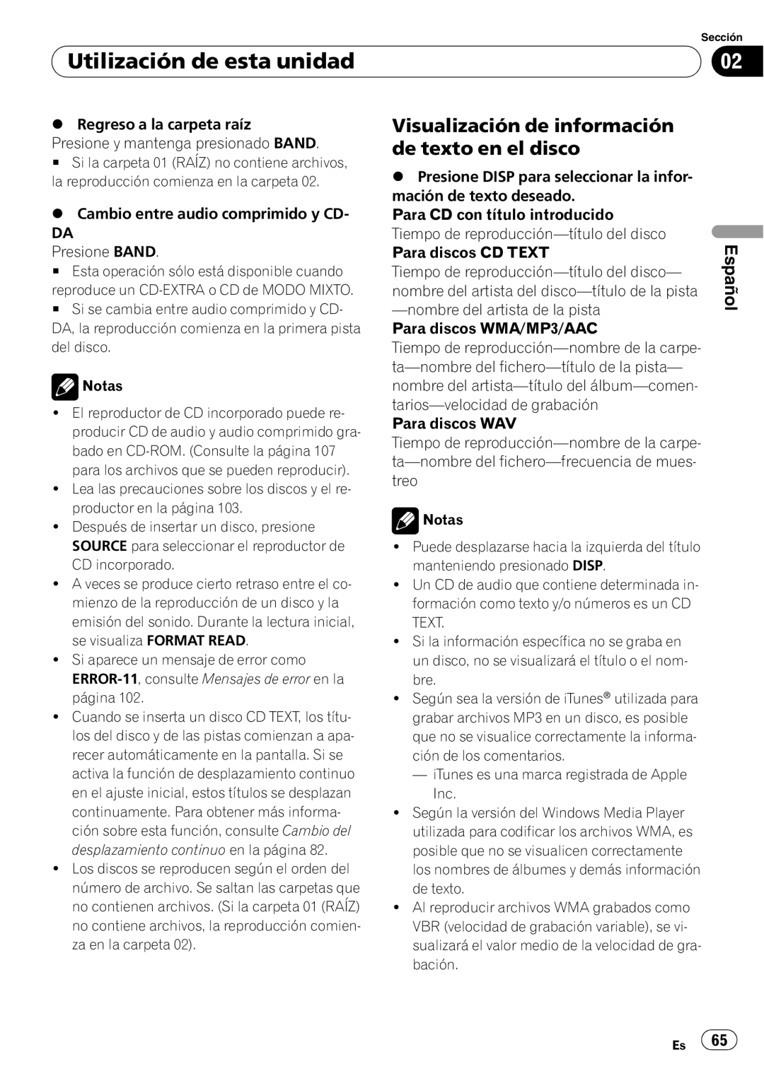 Pioneer DEH-P4050UB operation manual Visualización de información de texto en el disco, Utilización de esta unidad, Español 