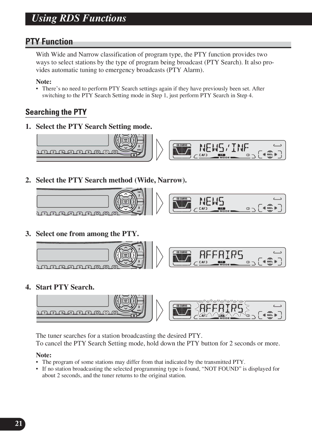 Pioneer DEH-P4100R operation manual PTY Function, Searching the PTY 