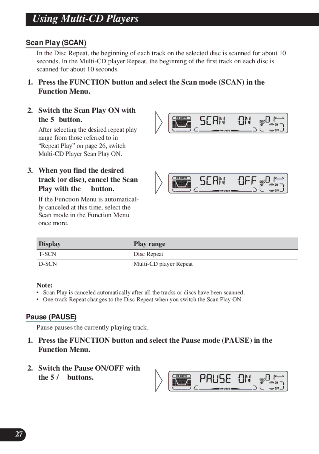 Pioneer DEH-P4100R operation manual Scan Play Scan 