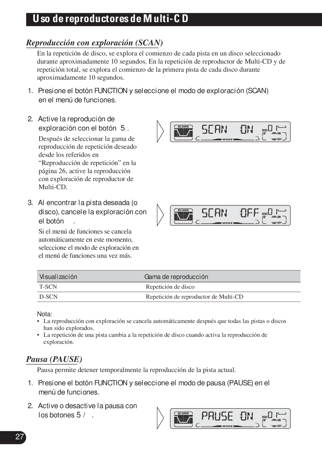 Pioneer DEH-P4100R operation manual Reproducción con exploración Scan 