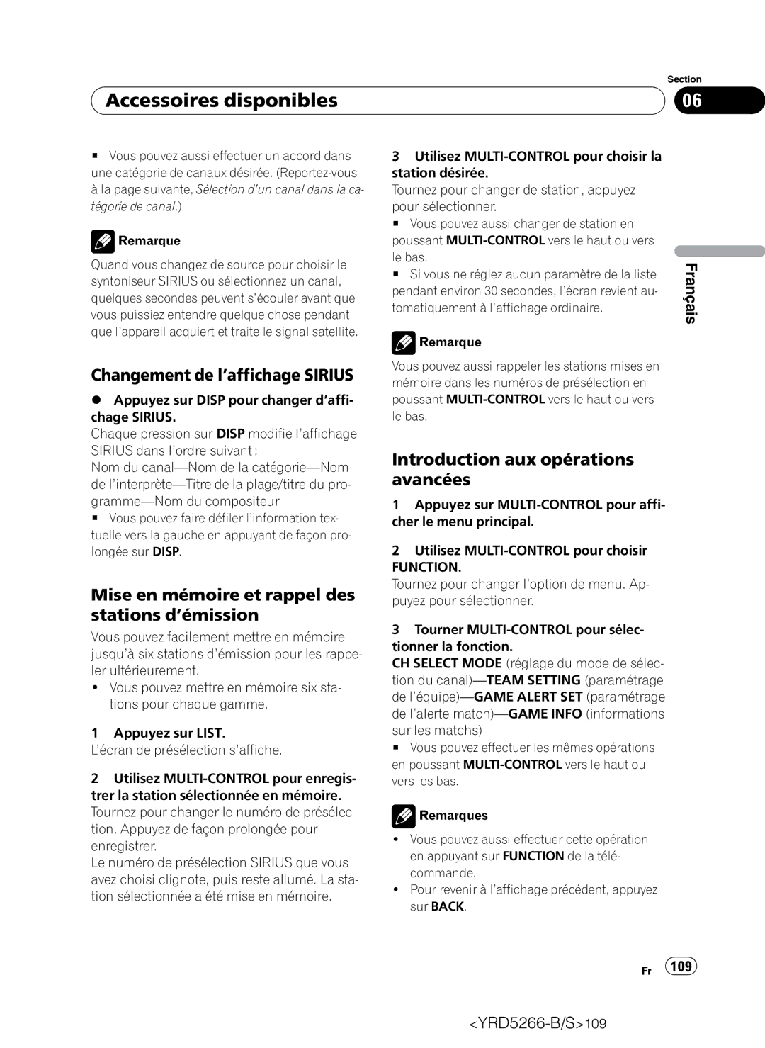 Pioneer DEH-P410UB operation manual Changement de l’affichage Sirius, Si vous ne réglez aucun paramètre de la liste 