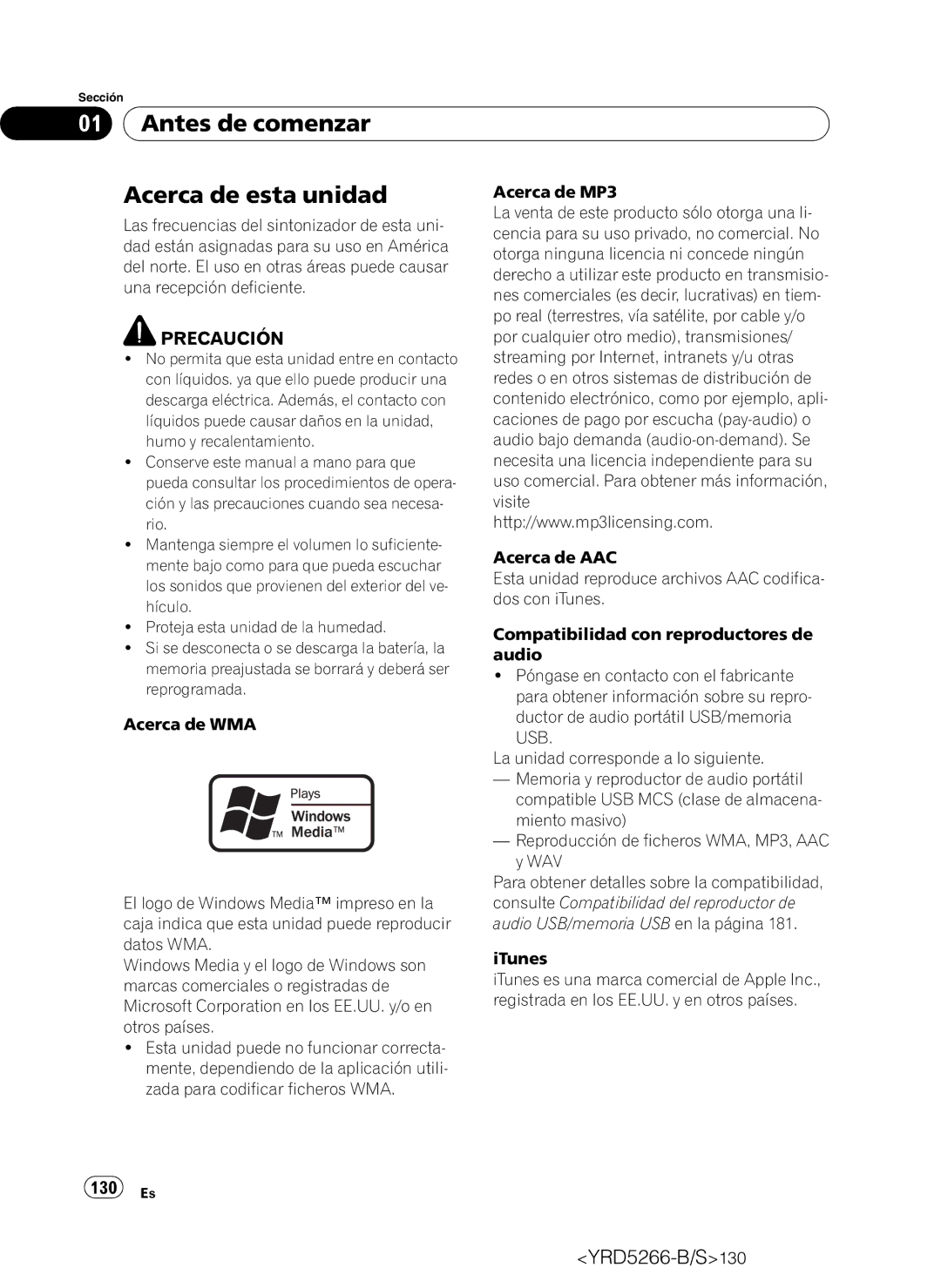 Pioneer DEH-P410UB operation manual Antes de comenzar Acerca de esta unidad, 130 Es 