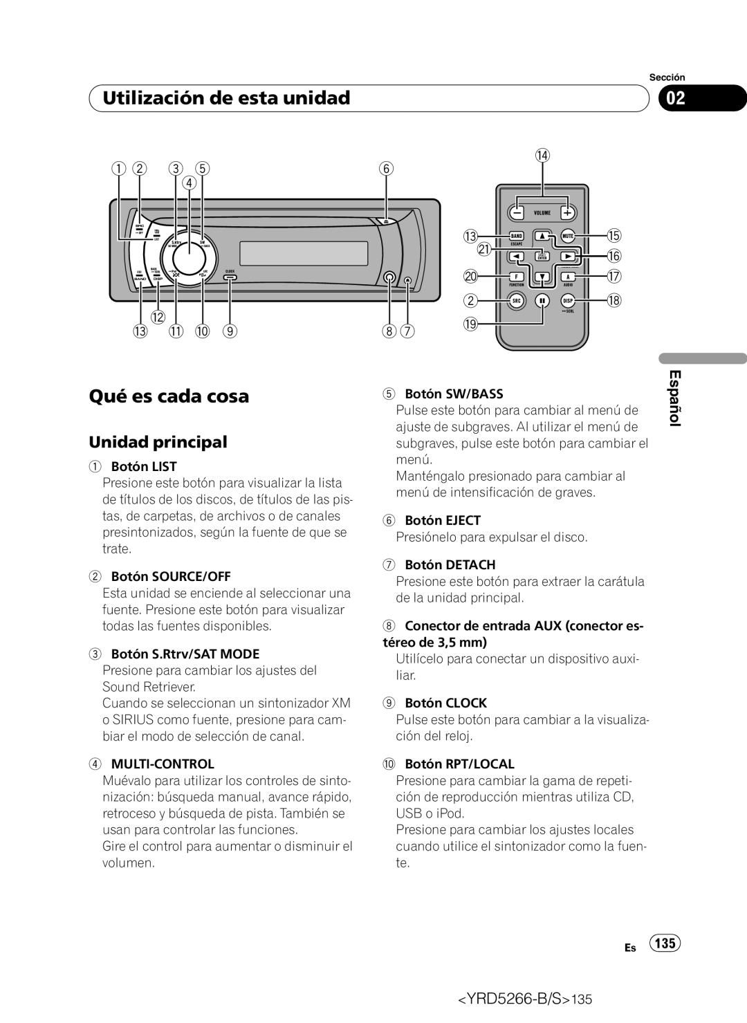 Pioneer DEH-P410UB operation manual Utilización de esta unidad Qué es cada cosa, Unidad principal 