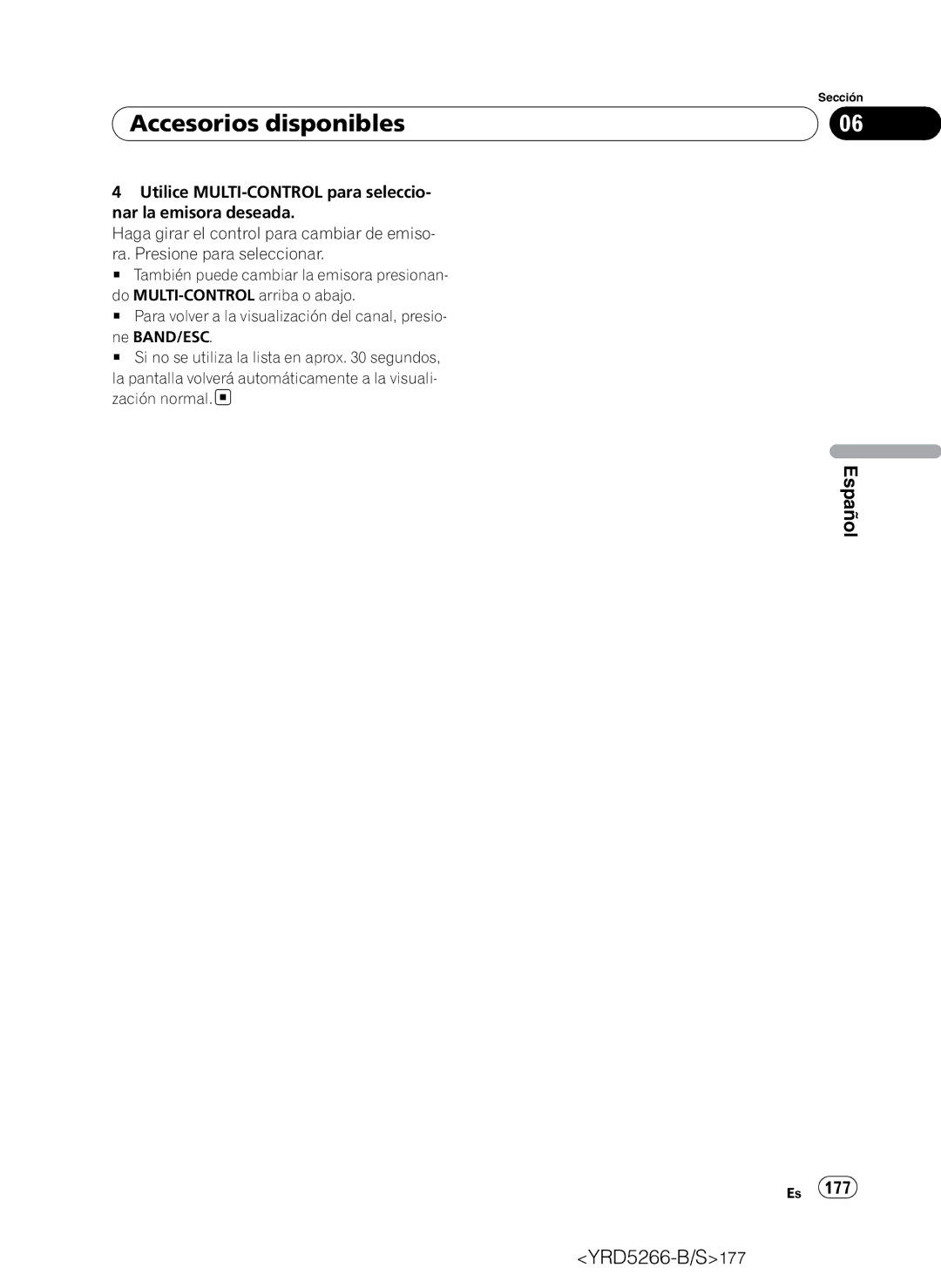 Pioneer DEH-P410UB operation manual Español YRD5266-B/S177 