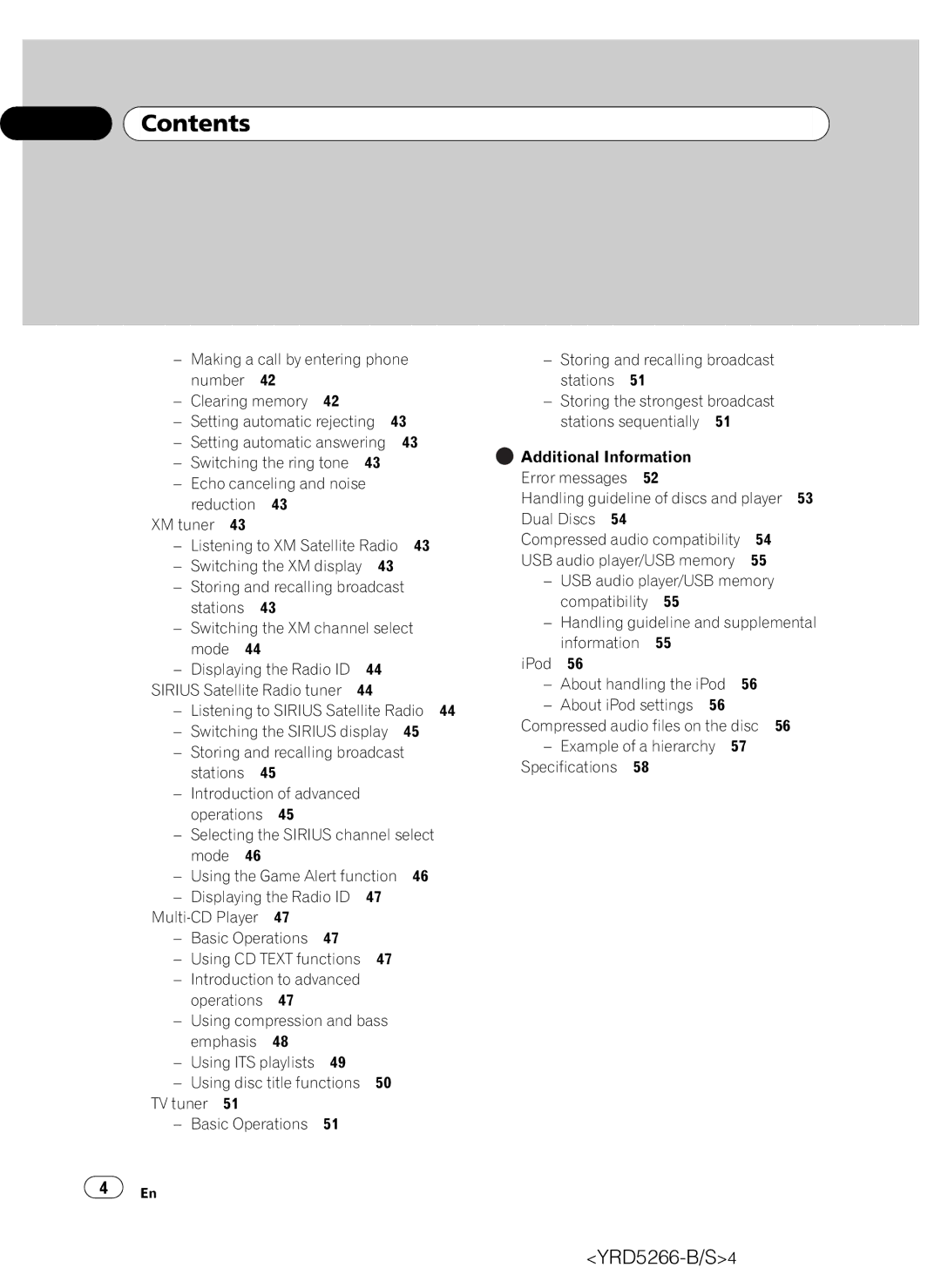 Pioneer DEH-P410UB operation manual YRD5266-B/S4 