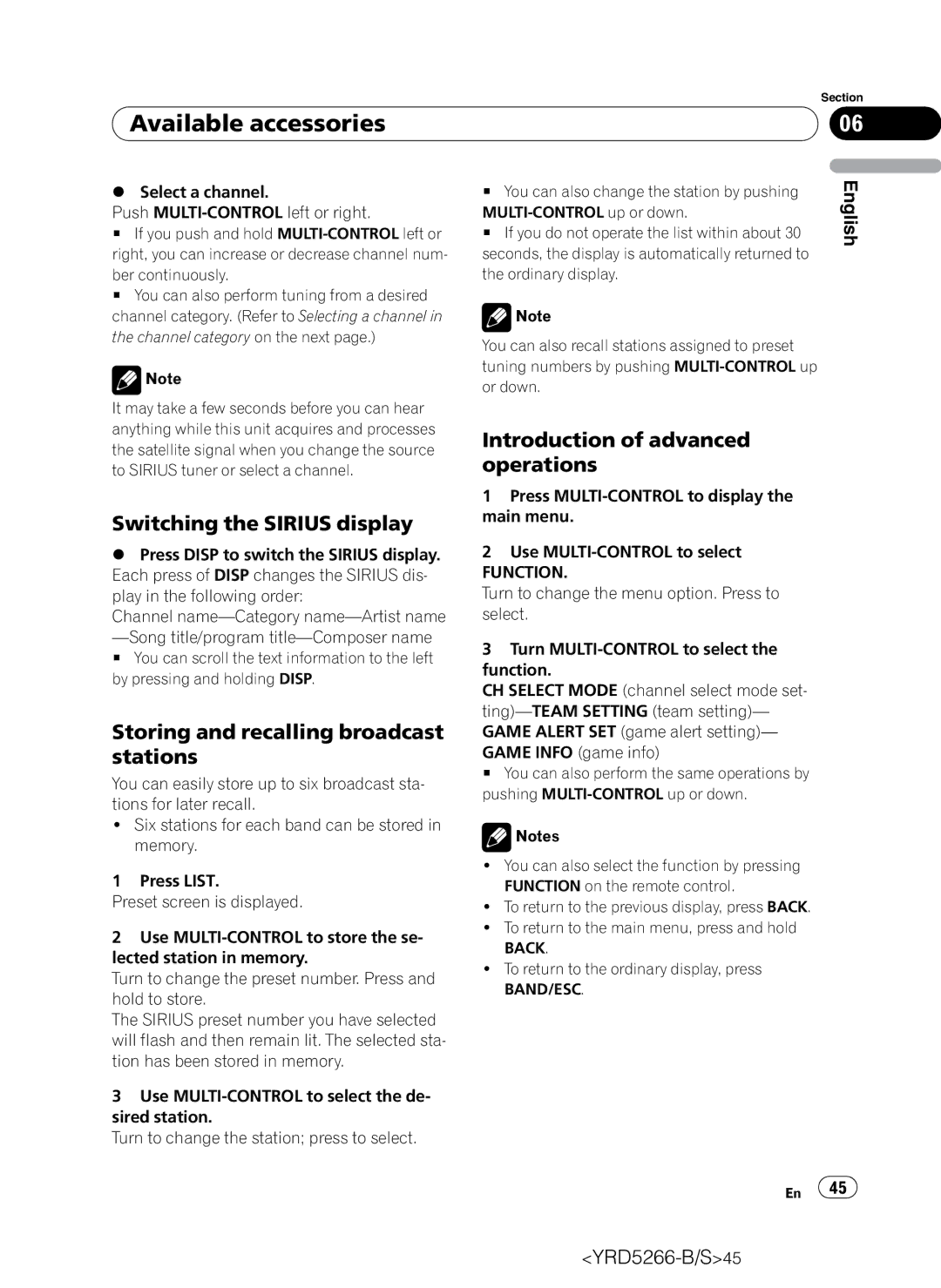 Pioneer DEH-P410UB operation manual Switching the Sirius display, Introduction of advanced operations 