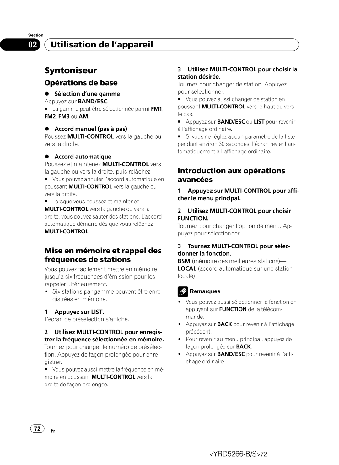 Pioneer DEH-P410UB operation manual Utilisation de l’appareil Syntoniseur 