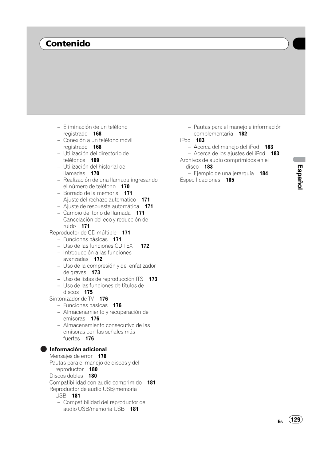 Pioneer DEH-P410UB operation manual Eliminación de un teléfono, 183 