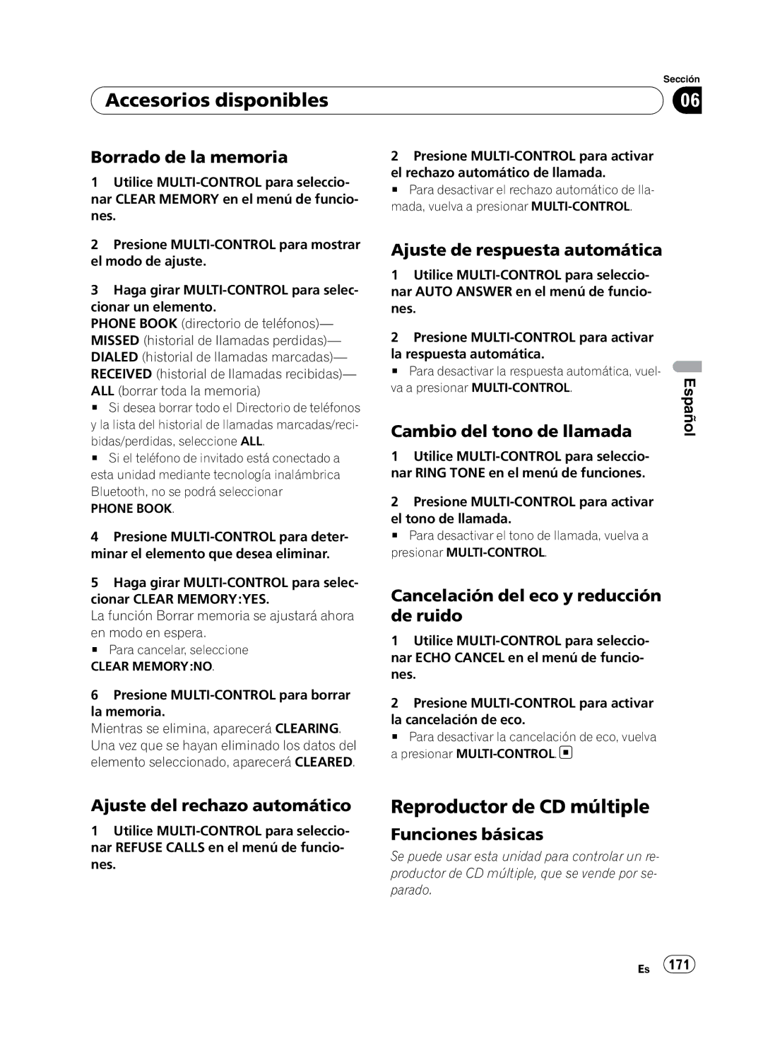 Pioneer DEH-P410UB operation manual Reproductor de CD múltiple 