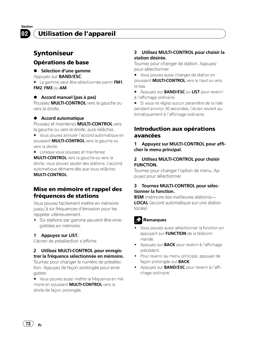 Pioneer DEH-P410UB operation manual Utilisation de l’appareil Syntoniseur 