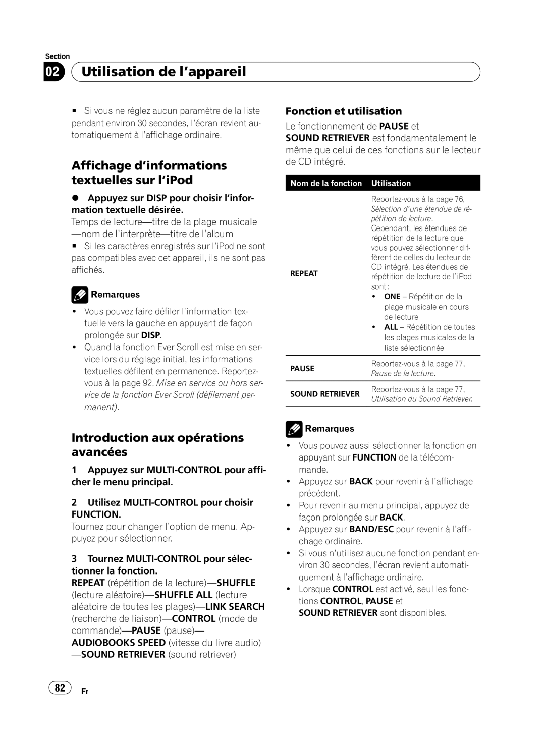 Pioneer DEH-P410UB operation manual Affichage d’informations textuelles sur l’iPod, Prolongée sur Disp, Manent 