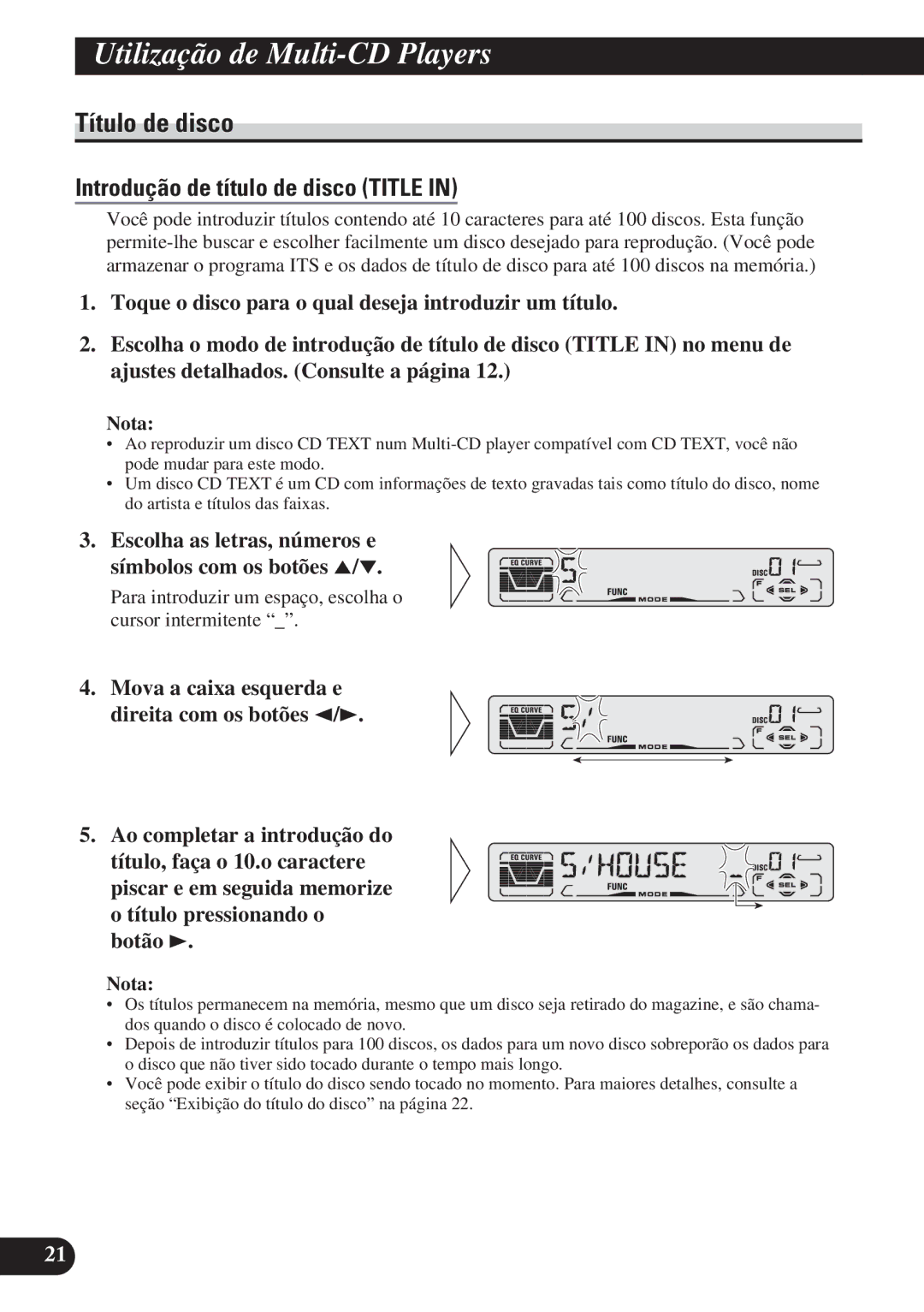 Pioneer DEH-P4150 operation manual Título de disco, Escolha as letras, números e Símbolos com os botões 