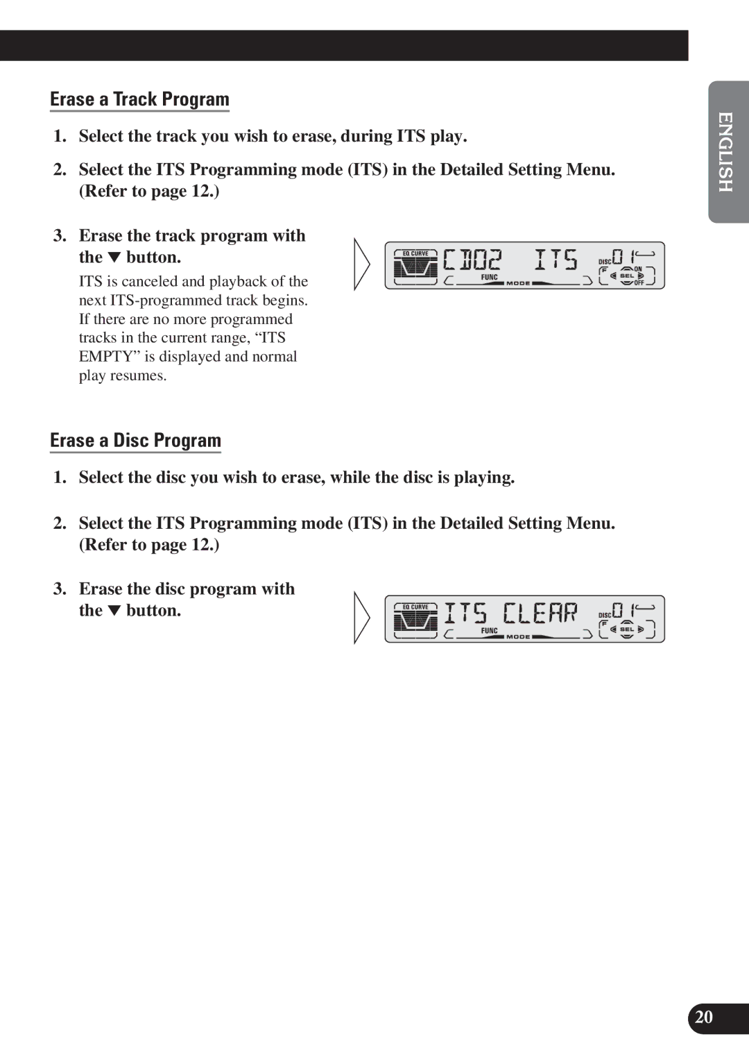 Pioneer DEH-P4150 operation manual Erase a Track Program, Erase a Disc Program 