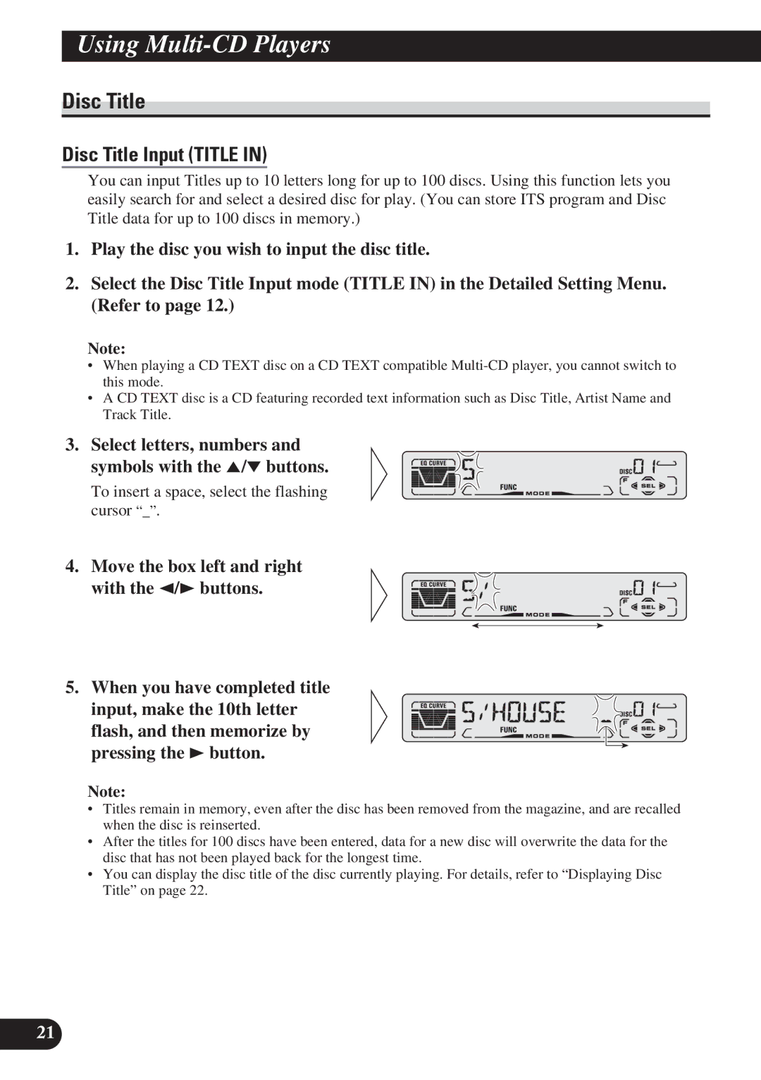 Pioneer DEH-P4150 operation manual Disc Title, Select letters, numbers Symbols with the 5/ buttons 