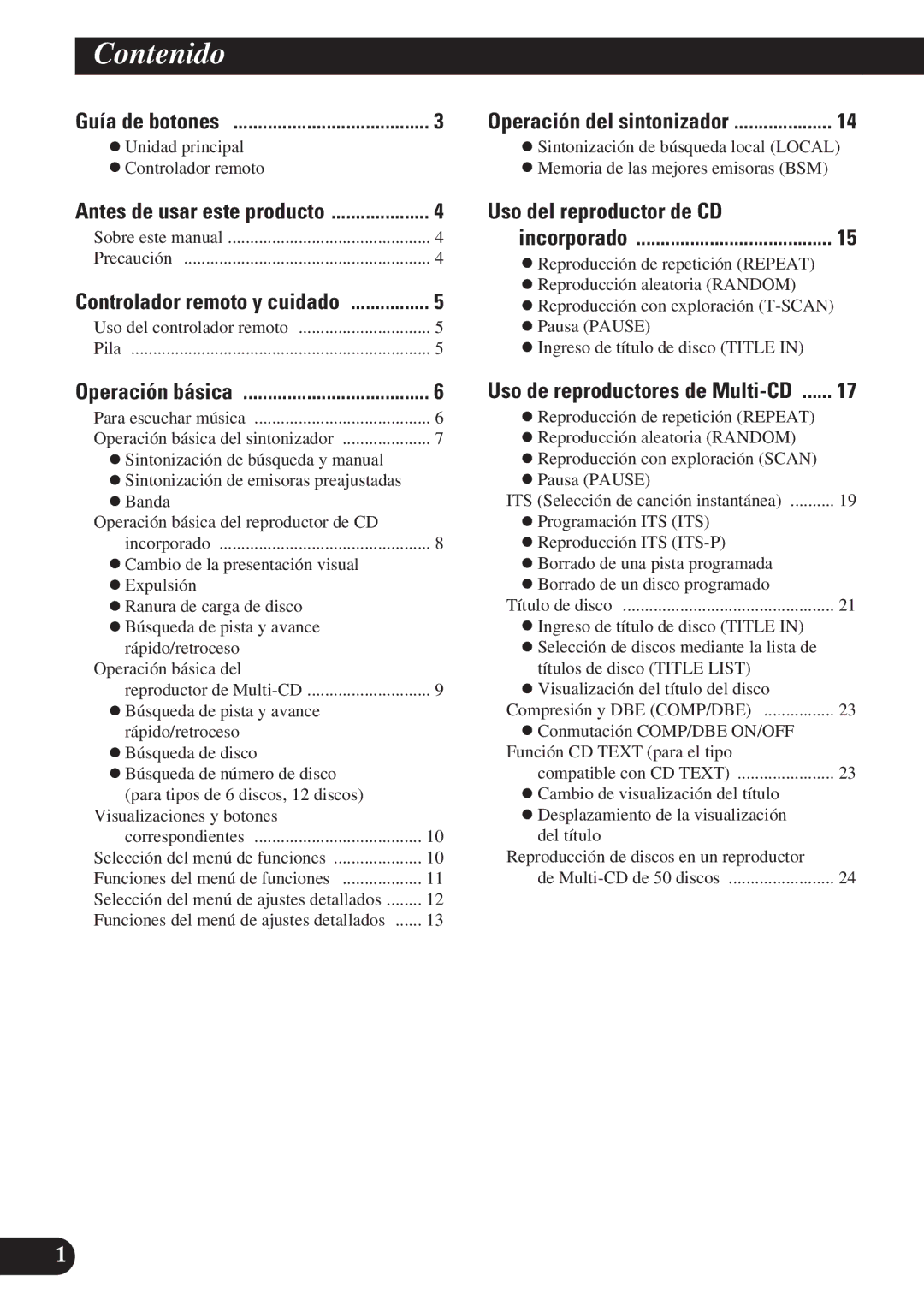 Pioneer DEH-P4150 operation manual Contenido, Uso del reproductor de CD 