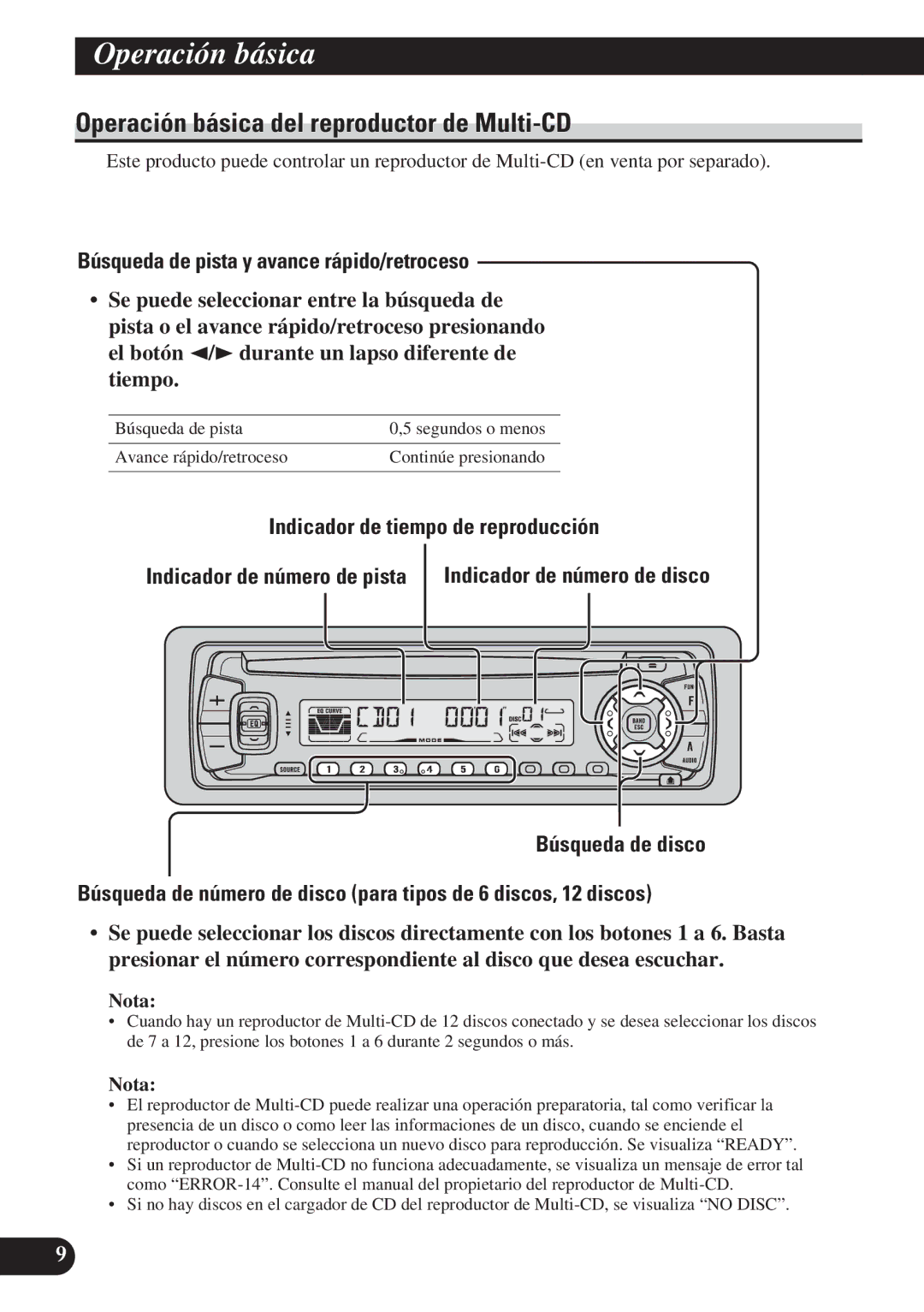 Pioneer DEH-P4150 operation manual Operación básica del reproductor de Multi-CD 