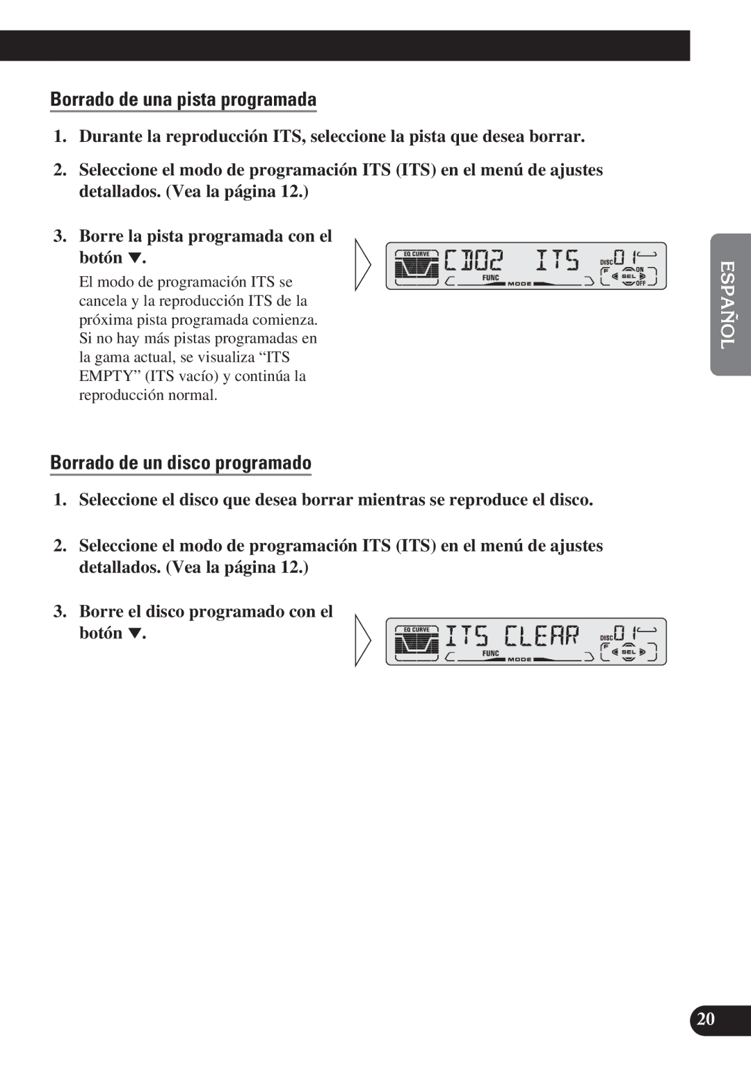 Pioneer DEH-P4150 operation manual Borrado de una pista programada, Borrado de un disco programado 