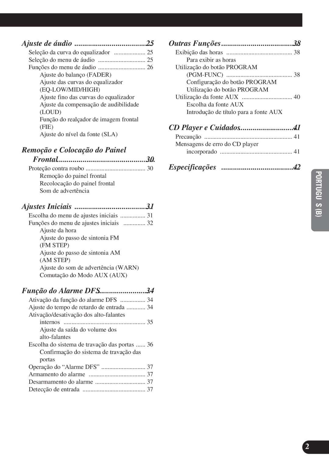 Pioneer DEH-P4150 operation manual Remoção e Colocação do Painel, Ajuste de áudio 