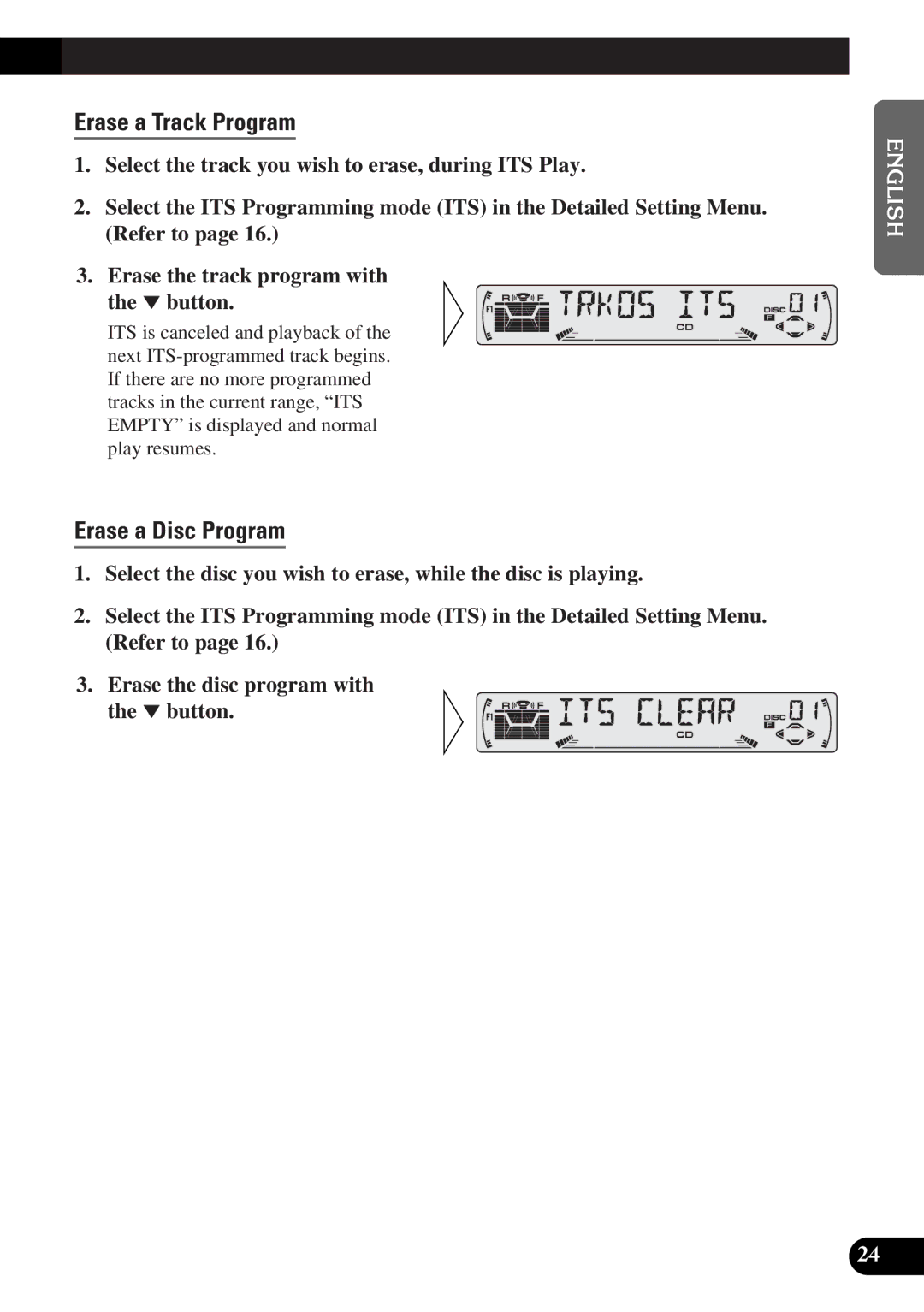 Pioneer DEH-P4300 operation manual Erase a Track Program, Erase a Disc Program 