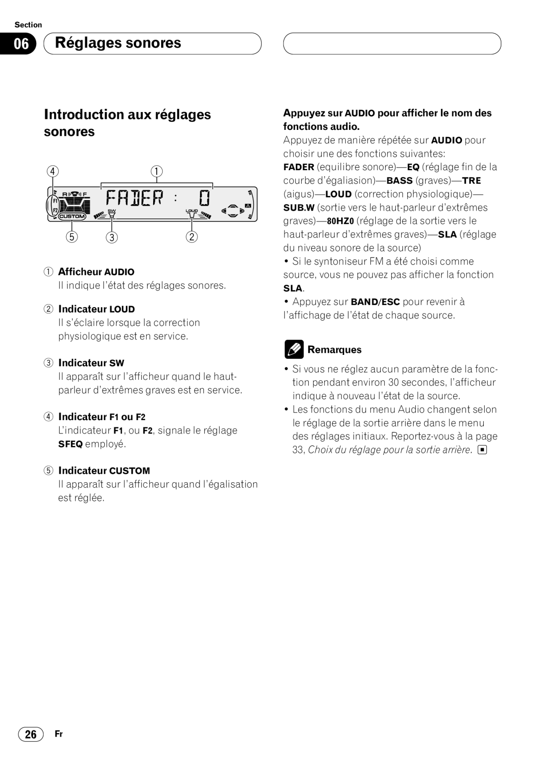 Pioneer DEH-P4400 operation manual 06 Réglages sonores, Introduction aux réglages sonores 