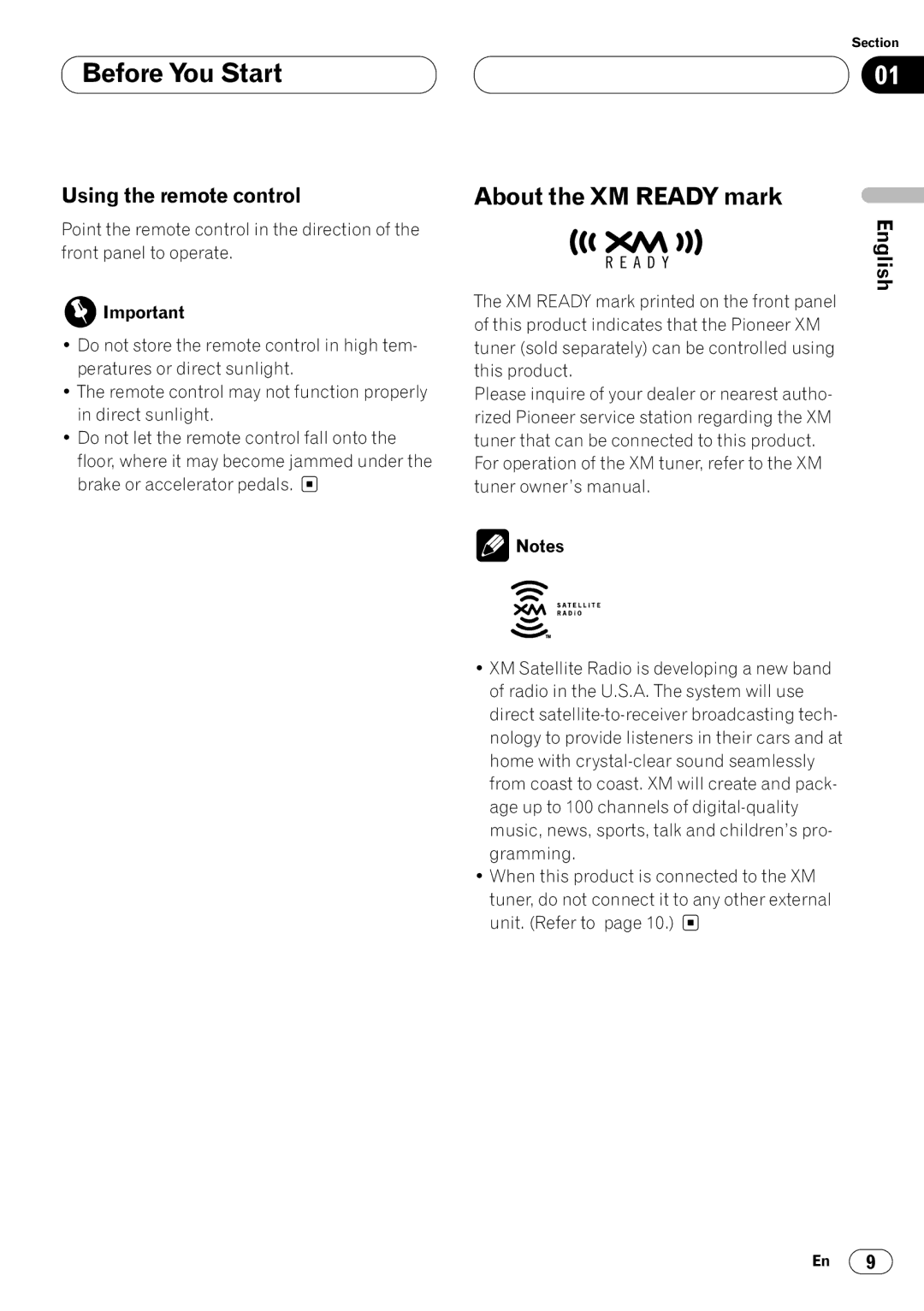 Pioneer DEH-P4400 operation manual About the XM Ready mark, Using the remote control 