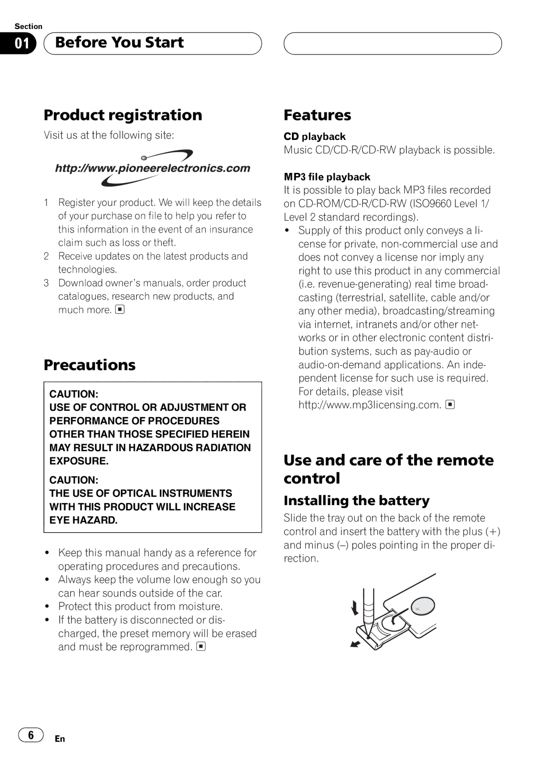 Pioneer DEH-P4500MP operation manual 