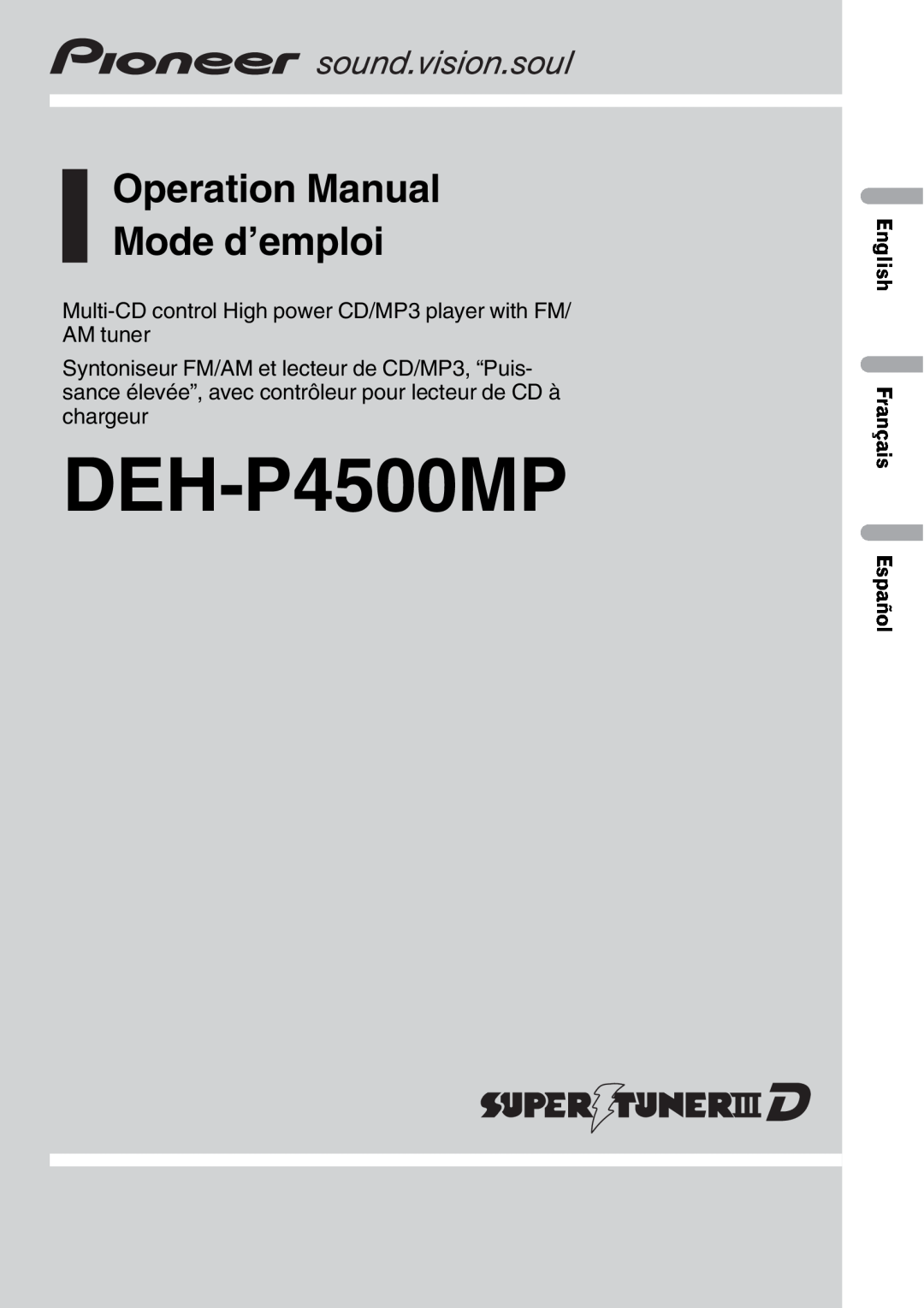 Pioneer DEH-P4500MP operation manual 