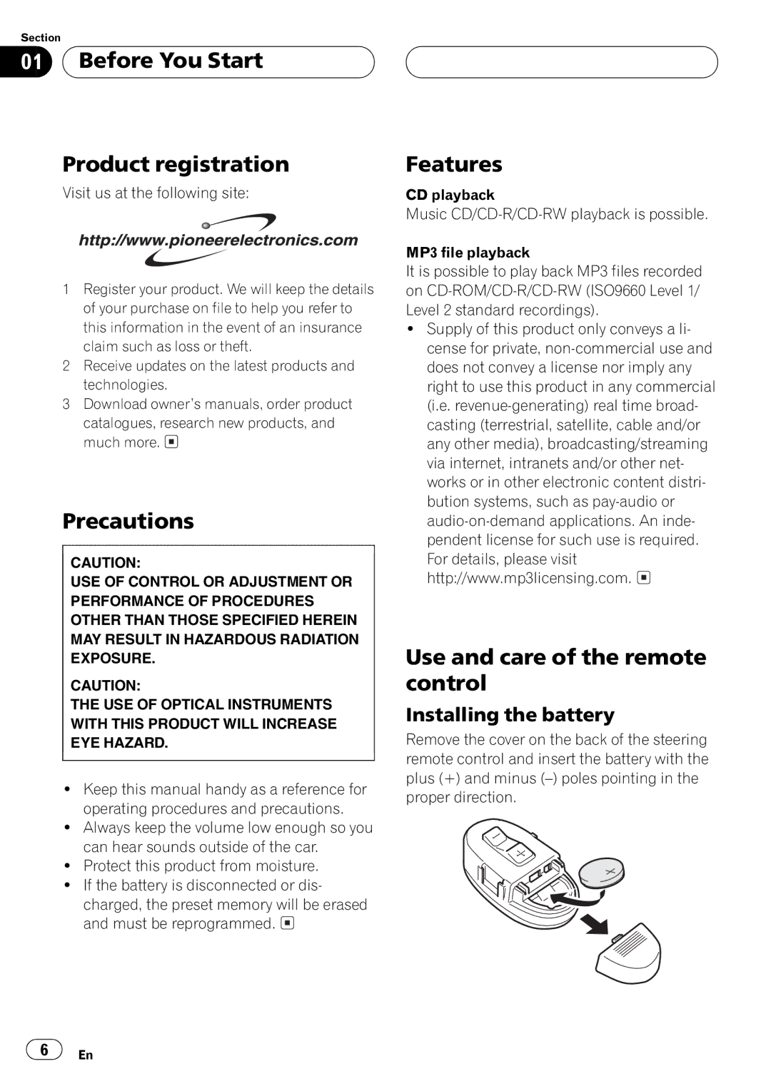 Pioneer DEH-P450MP operation manual 