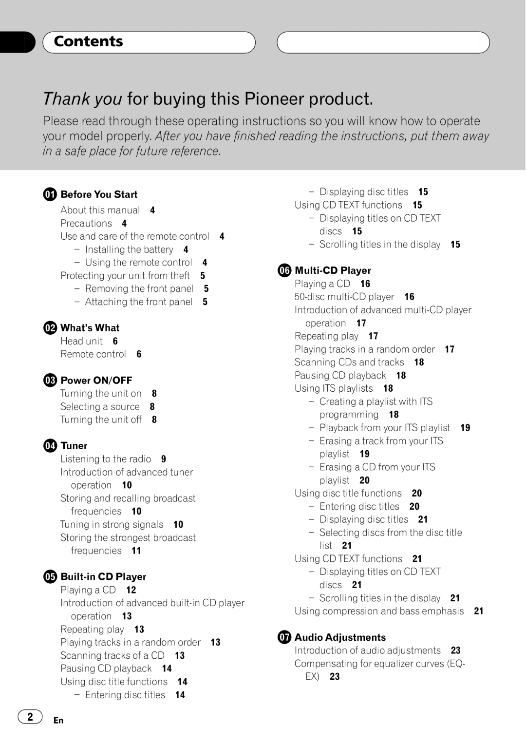 Pioneer DEH-P4550 operation manual 