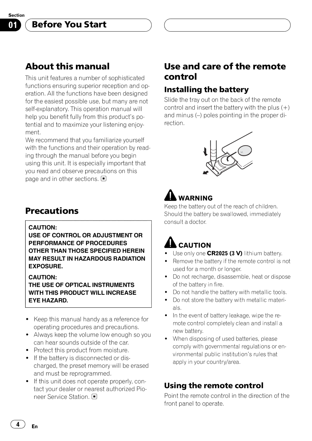 Pioneer DEH-P4550 operation manual 