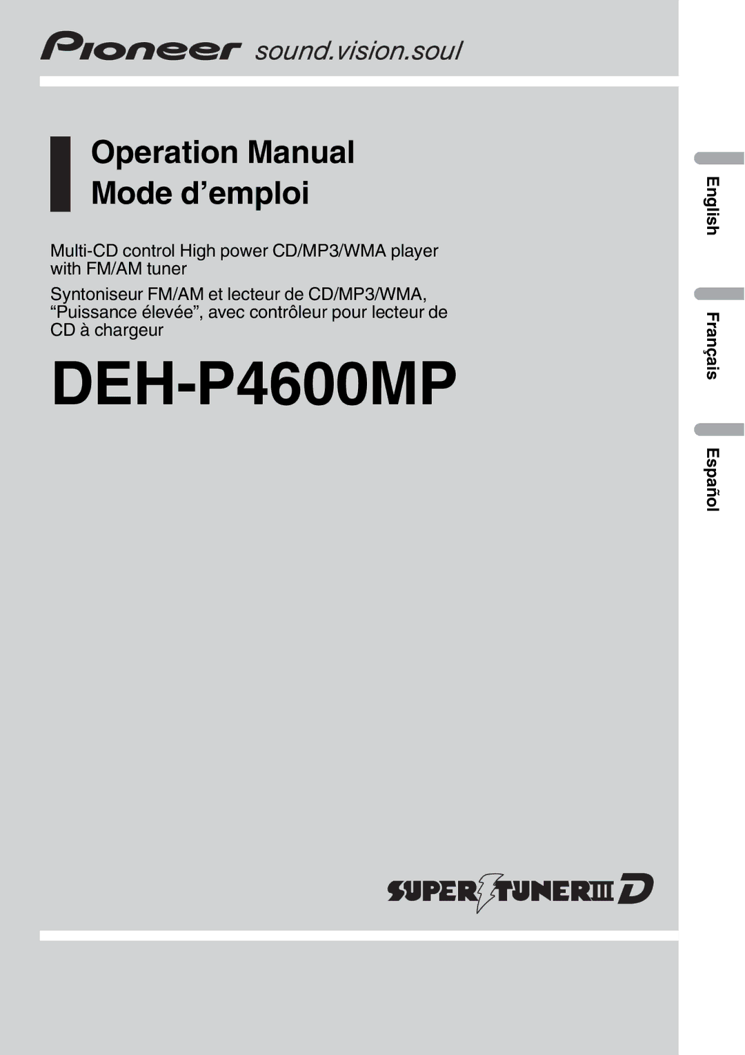 Pioneer DEH-P4600MP operation manual 