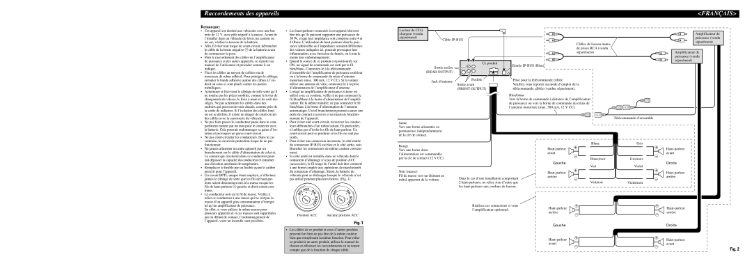 Pioneer DEH-P4700MP installation manual Raccordements des appareils, Français, Gauche, Droite 