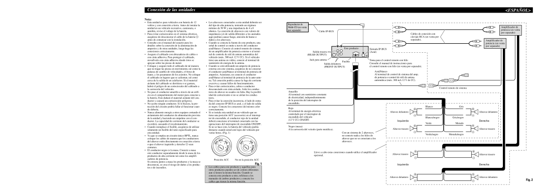 Pioneer DEH-P4700MP installation manual Conexión de las unidades, Español, Izquierda, Derecha 