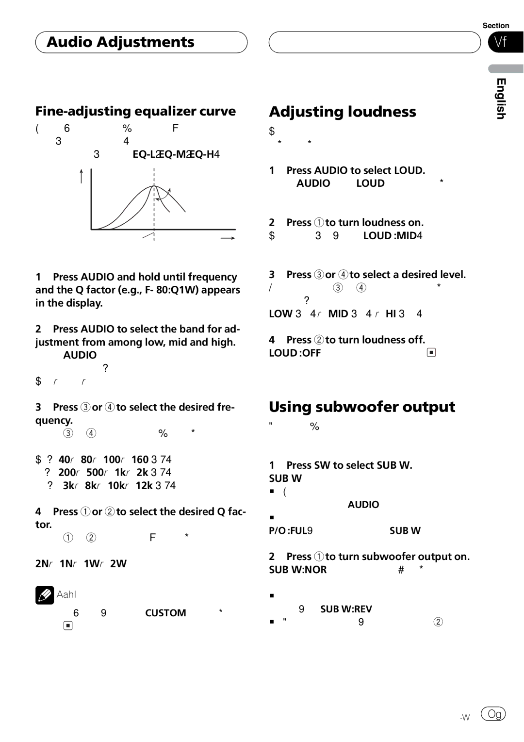 Pioneer DEH-P4800MP operation manual Level dB =2N Q=2W Center frequency Frequency Hz 