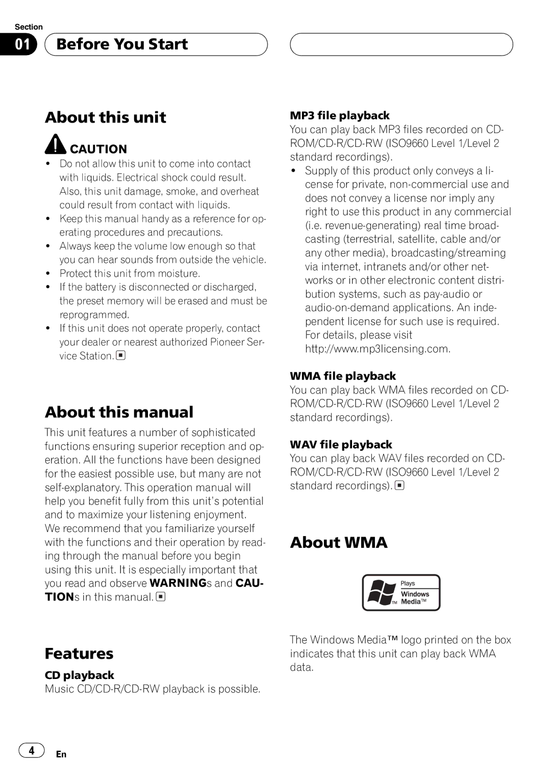 Pioneer DEH-P4850MP operation manual 