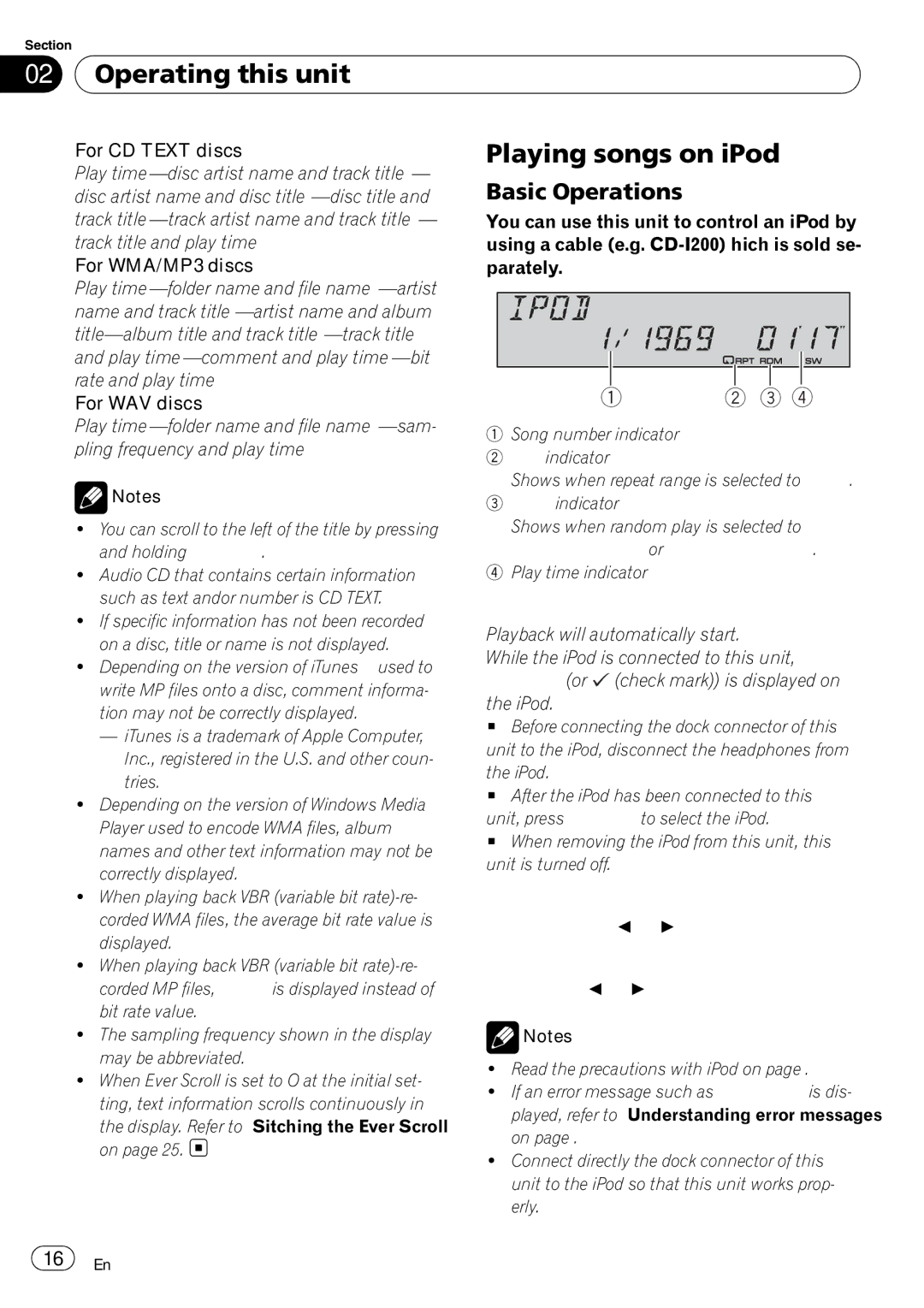 Pioneer DEH-P4900IB operation manual Playing songs on iPod,    