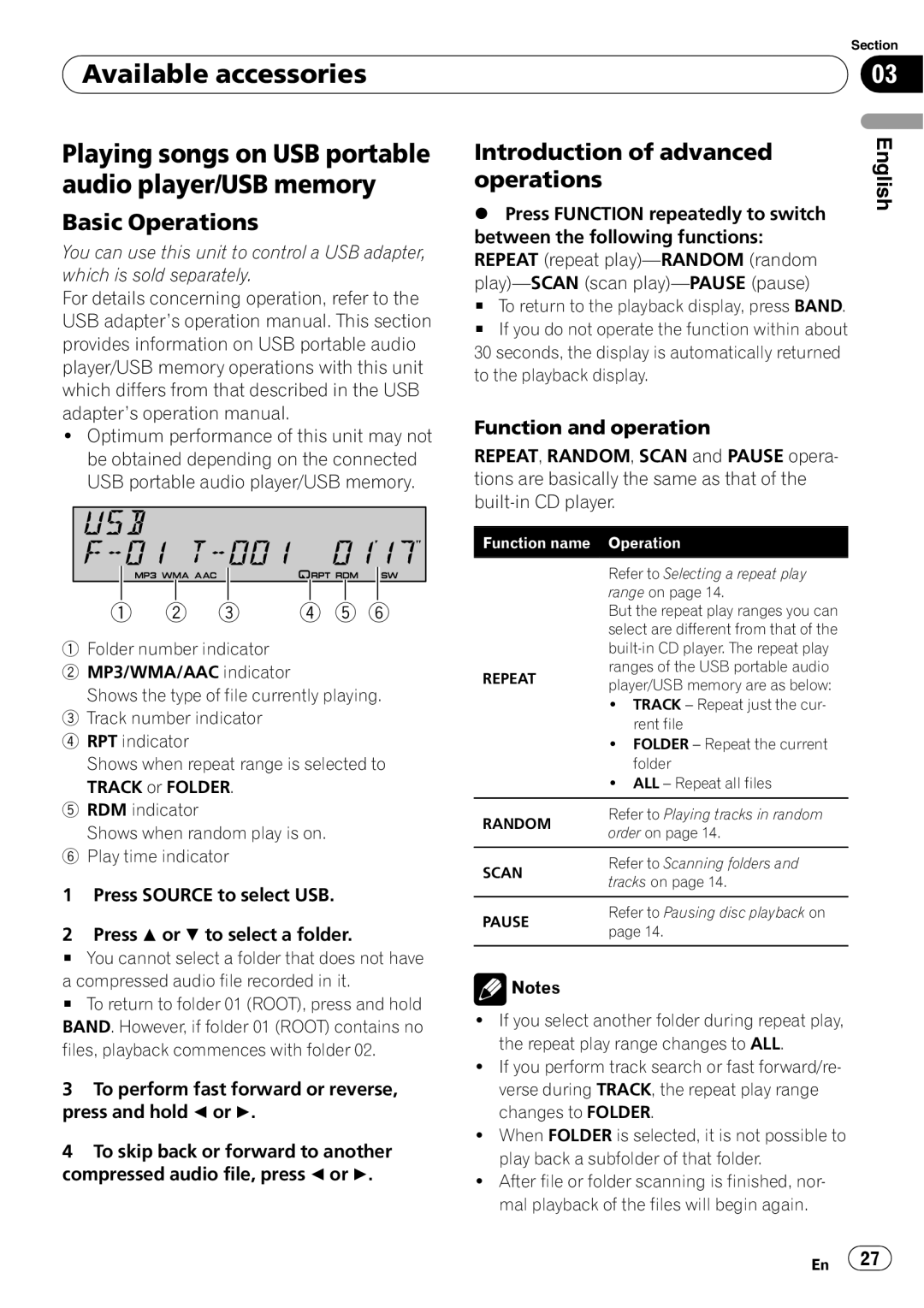 Pioneer DEH-P4900IB operation manual Available accessories,      , Function and operation, Basic Operations, English 