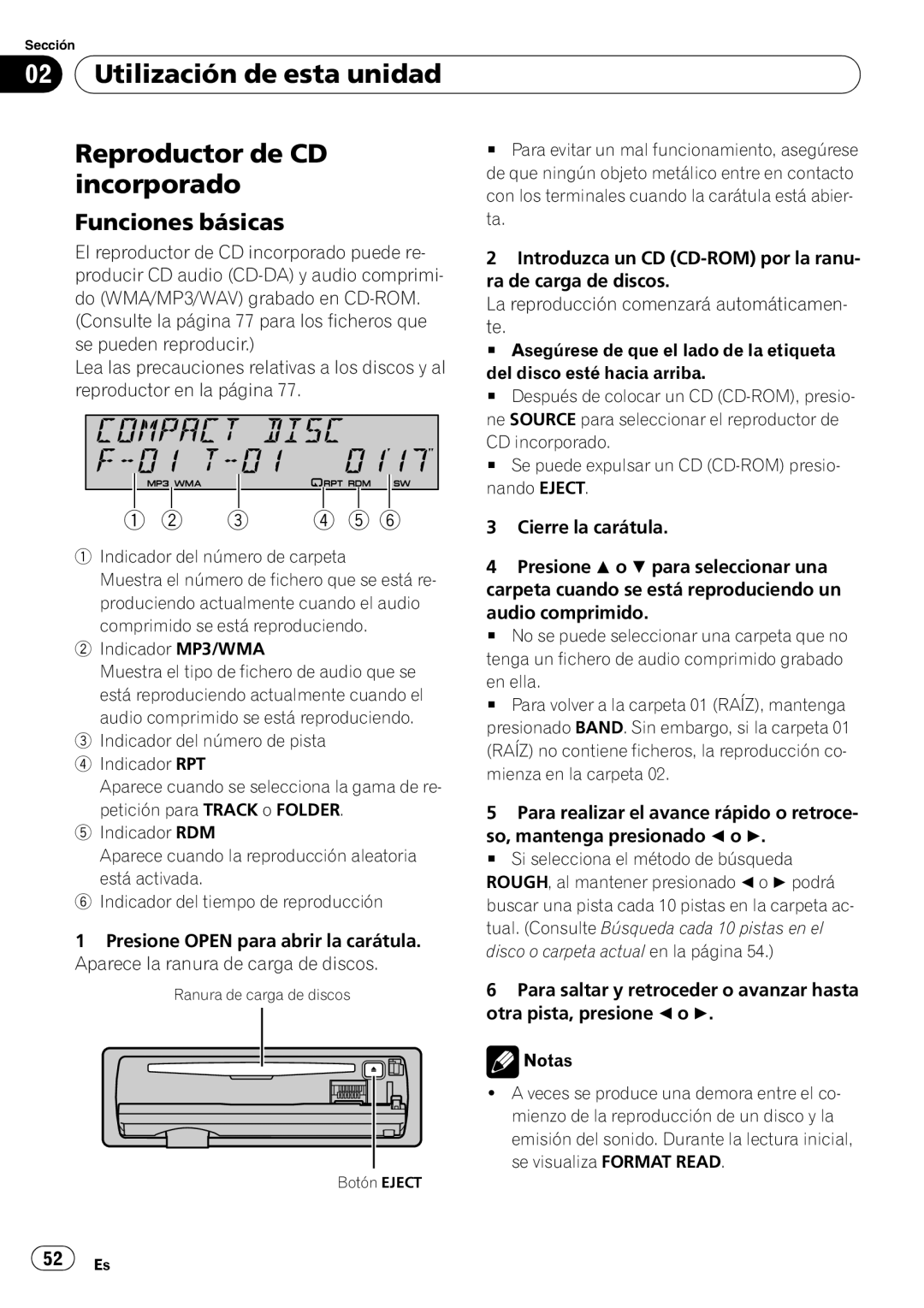 Pioneer DEH-P4900IB operation manual Utilización de esta unidad, Reproductor de CD, incorporado, Funciones básicas,    