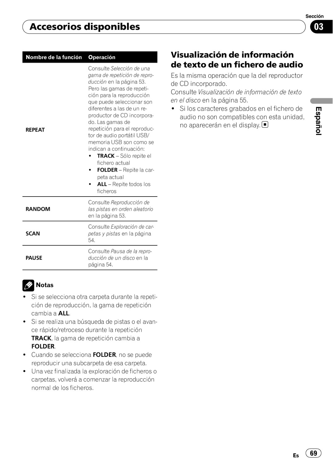 Pioneer DEH-P4900IB operation manual Accesorios disponibles, Español 