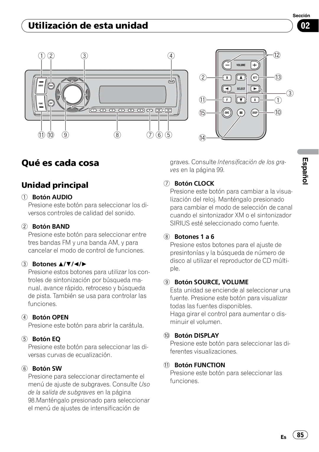 Pioneer DEH-P490IB operation manual Utilización de esta unidad, Qué es cada cosa, Unidad principal, Ves en la página 