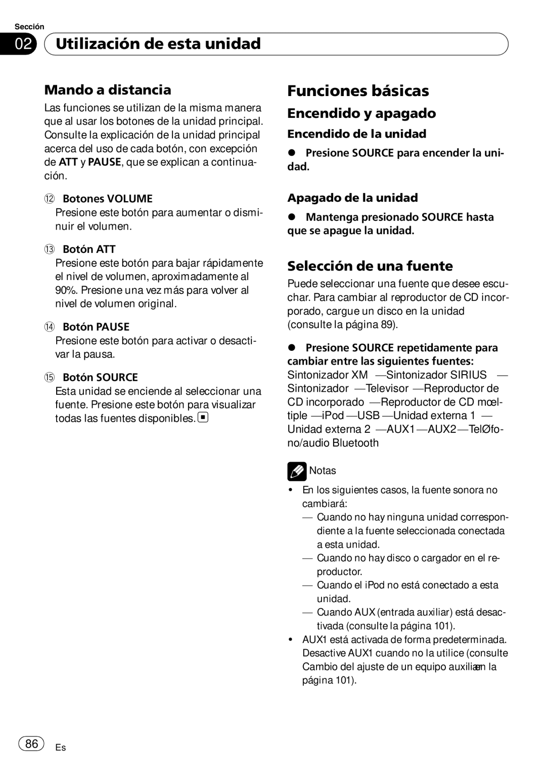 Pioneer DEH-P490IB operation manual Funciones básicas, Mando a distancia, Encendido y apagado, Selección de una fuente 