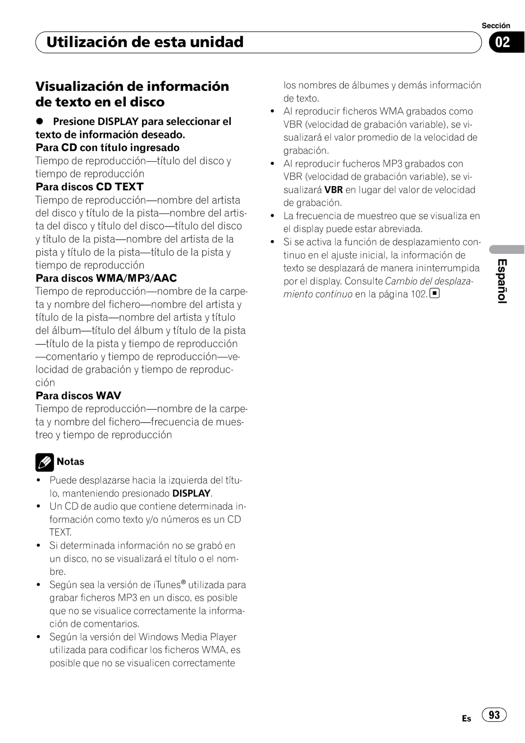 Pioneer DEH-P490IB operation manual Visualización de información de texto en el disco 