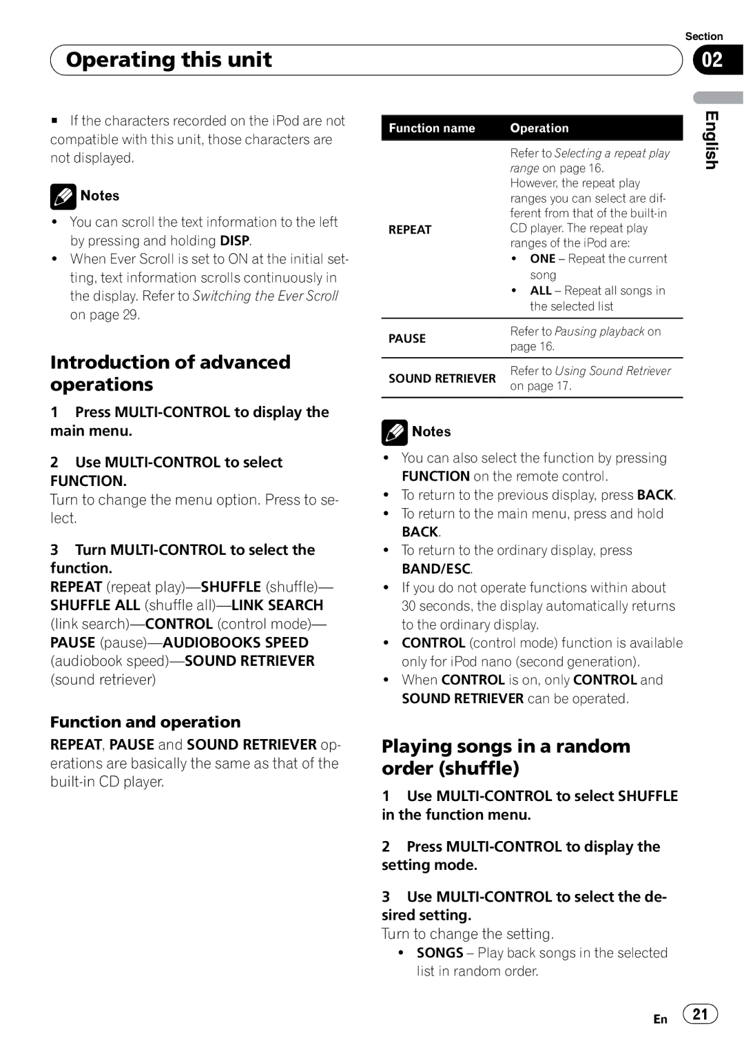 Pioneer DEH-P500UB operation manual Playing songs in a random order shuffle, Repeat 